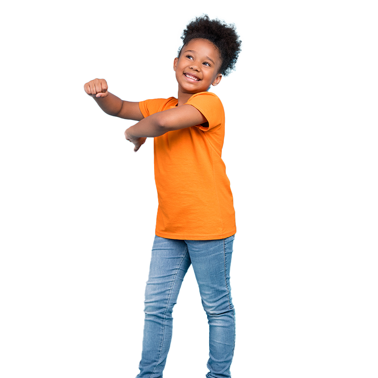 Girl in Orange Shirt Dancing